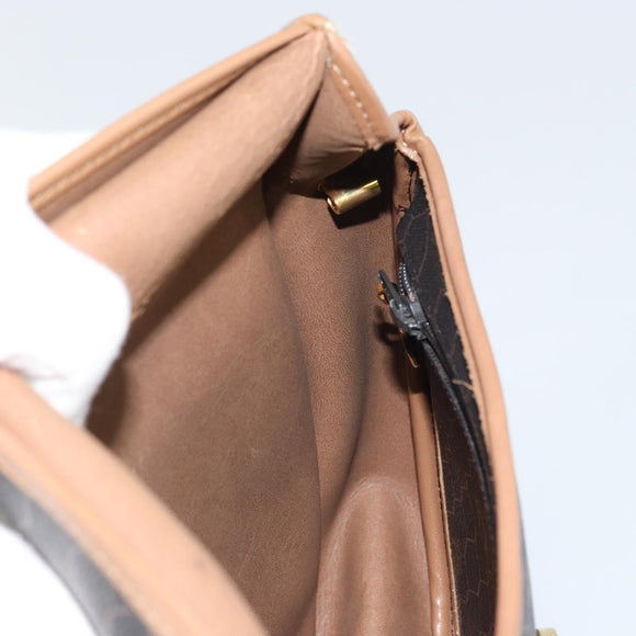 Christian Dior Honeycomb Canvas Shoulder Bag PVC Black Gold Auth BA8817