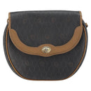 Christian Dior Honeycomb Canvas Shoulder Bag PVC Black Gold Auth BA8817-2