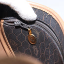 Christian Dior Honeycomb Canvas Shoulder Bag PVC Black Gold Auth BA8817-20