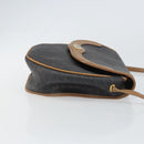 Christian Dior Honeycomb Canvas Shoulder Bag PVC Black Gold Auth BA8817-4