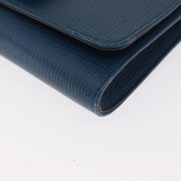 Chloe Chain Shoulder Bag Leather Blue Gold Auth BA8819