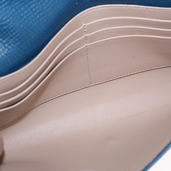 Chloe Chain Shoulder Bag Leather Blue Gold Auth BA8819