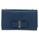 Chloe Chain Shoulder Bag Leather Blue Gold Auth BA8819-12