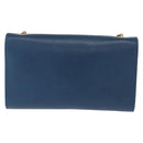 Chloe Chain Shoulder Bag Leather Blue Gold Auth BA8819-2