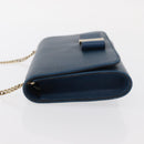 Chloe Chain Shoulder Bag Leather Blue Gold Auth BA8819-4
