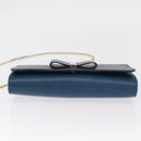 Chloe Chain Shoulder Bag Leather Blue Gold Auth BA8819-5