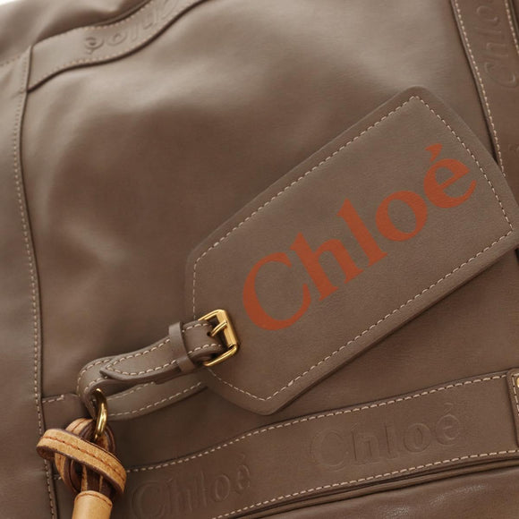 Chloe Eden Tote Bag Leather Beige Gold Auth BA8820