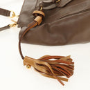 Chloe Eden Tote Bag Leather Beige Gold Auth BA8820-9