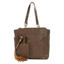 Chloe Eden Tote Bag Leather Beige Gold Auth BA8820-13