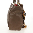 Chloe Eden Tote Bag Leather Beige Gold Auth BA8820-5