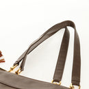 Chloe Eden Tote Bag Leather Beige Gold Auth BA8820-14