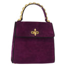 Salvatore Ferragamo Hand Bag Suede Purple Gold Auth BA8822-1
