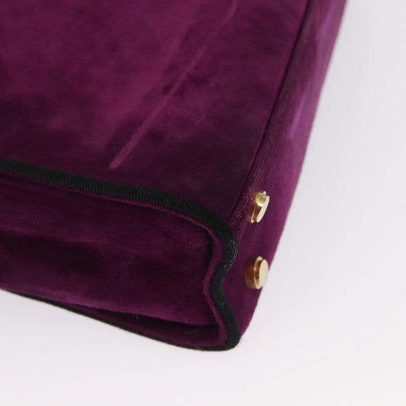 Salvatore Ferragamo Hand Bag Suede Purple Gold Auth BA8822
