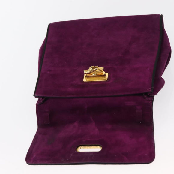 Salvatore Ferragamo Hand Bag Suede Purple Gold Auth BA8822