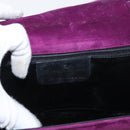 Salvatore Ferragamo Hand Bag Suede Purple Gold Auth BA8822-11