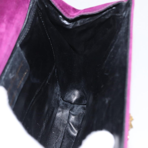 Salvatore Ferragamo Hand Bag Suede Purple Gold Auth BA8822