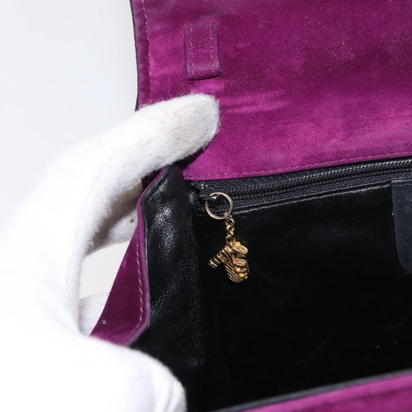 Salvatore Ferragamo Hand Bag Suede Purple Gold Auth BA8822