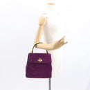Salvatore Ferragamo Hand Bag Suede Purple Gold Auth BA8822-23
