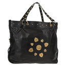 GUCCI Tote Bag Leather Black Gold 211959 Auth BA8823-1