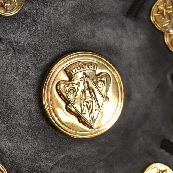 GUCCI Tote Bag Leather Black Gold 211959 Auth BA8823