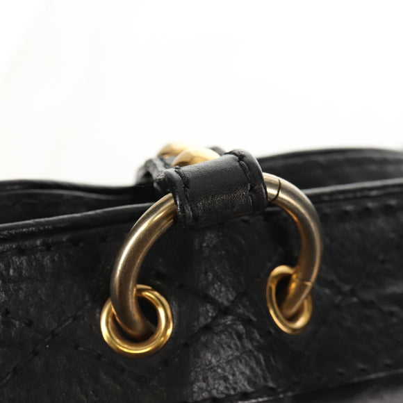 GUCCI Tote Bag Leather Black Gold 211959 Auth BA8823