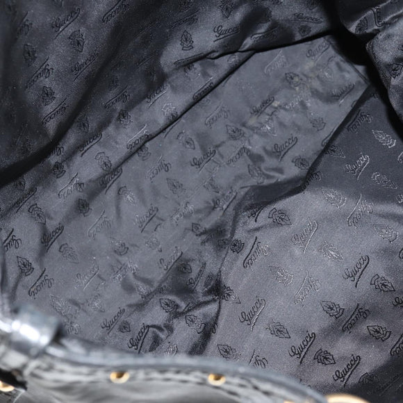 GUCCI Tote Bag Leather Black Gold 211959 Auth BA8823