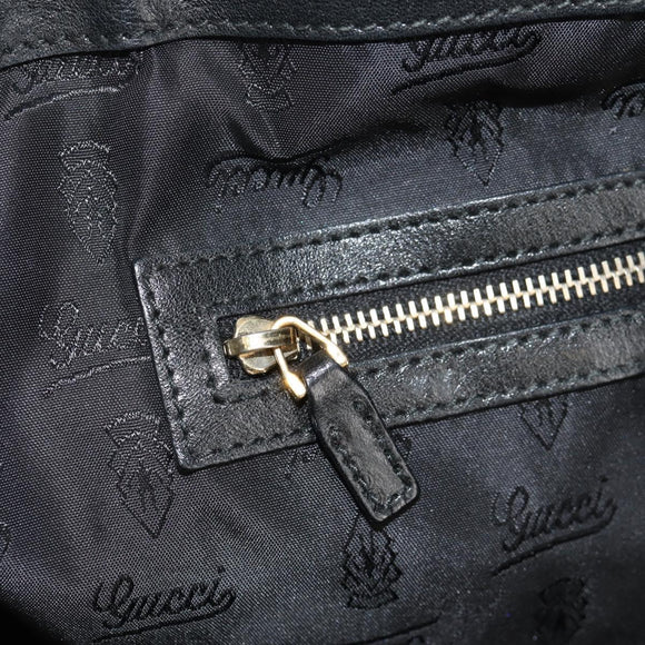 GUCCI Tote Bag Leather Black Gold 211959 Auth BA8823