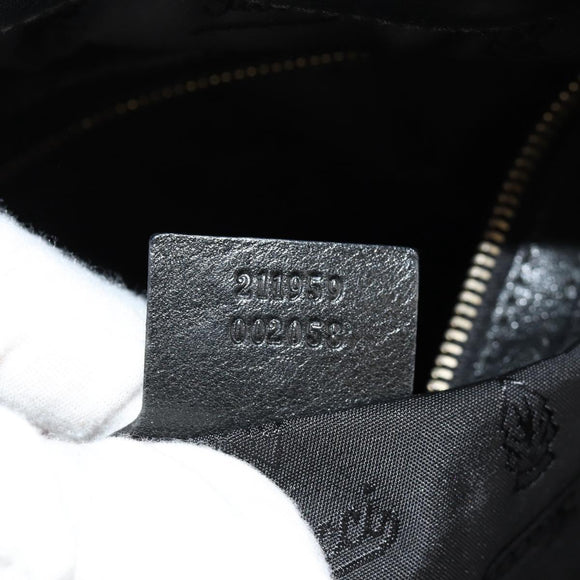 GUCCI Tote Bag Leather Black Gold 211959 Auth BA8823