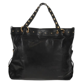 GUCCI Tote Bag Leather Black Gold 211959 Auth BA8823 - 0