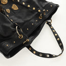 GUCCI Tote Bag Leather Black Gold 211959 Auth BA8823-7