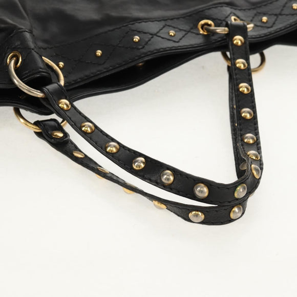 GUCCI Tote Bag Leather Black Gold 211959 Auth BA8823
