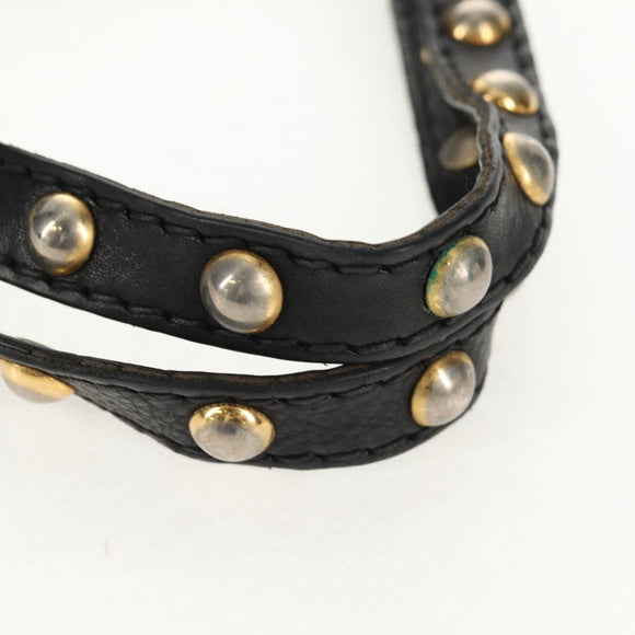 GUCCI Tote Bag Leather Black Gold 211959 Auth BA8823