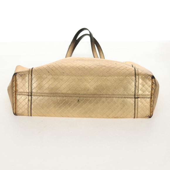 BOTTEGA VENETA INTRECCIATO Tote Bag Leather Gold Auth BA8825