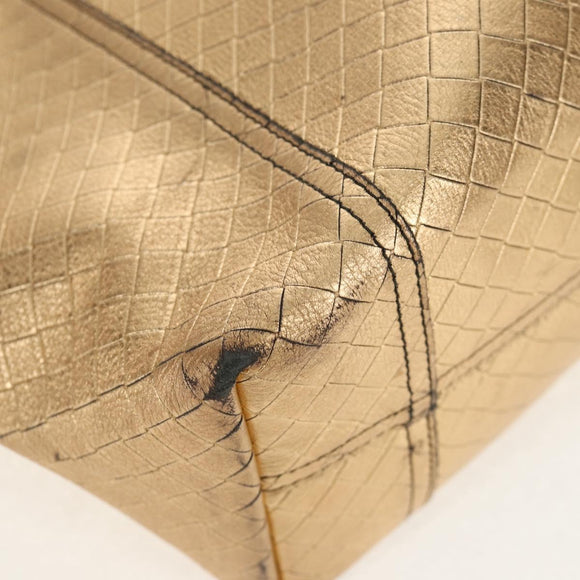 BOTTEGA VENETA INTRECCIATO Tote Bag Leather Gold Auth BA8825