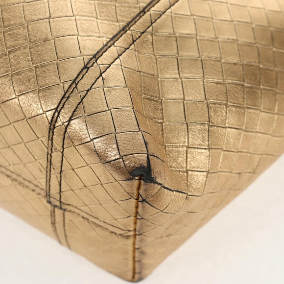 BOTTEGA VENETA INTRECCIATO Tote Bag Leather Gold Auth BA8825