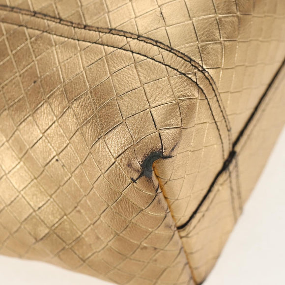 BOTTEGA VENETA INTRECCIATO Tote Bag Leather Gold Auth BA8825