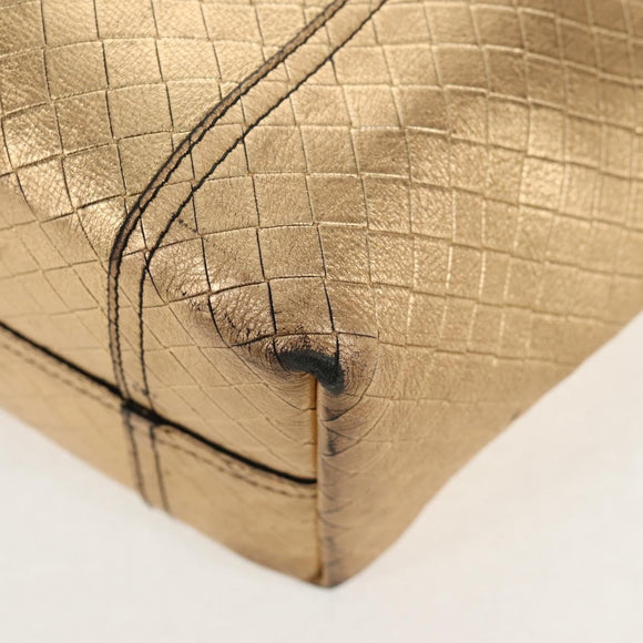 BOTTEGA VENETA INTRECCIATO Tote Bag Leather Gold Auth BA8825
