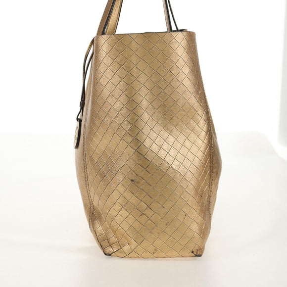 BOTTEGA VENETA INTRECCIATO Tote Bag Leather Gold Auth BA8825