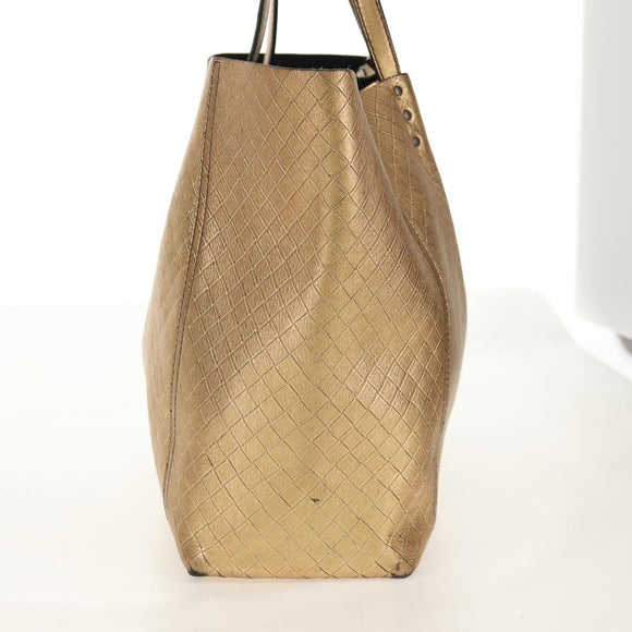 BOTTEGA VENETA INTRECCIATO Tote Bag Leather Gold Auth BA8825