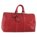 LOUIS VUITTON Epi Keepall 45 Boston Bag Red M42977 LV Auth BA8834-1