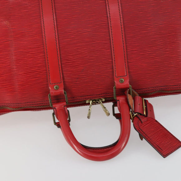 LOUIS VUITTON Epi Keepall 45 Boston Bag Red M42977 LV Auth BA8834