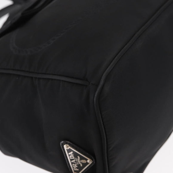PRADA Hand Bag Nylon 2way Black Silver Auth BA8835