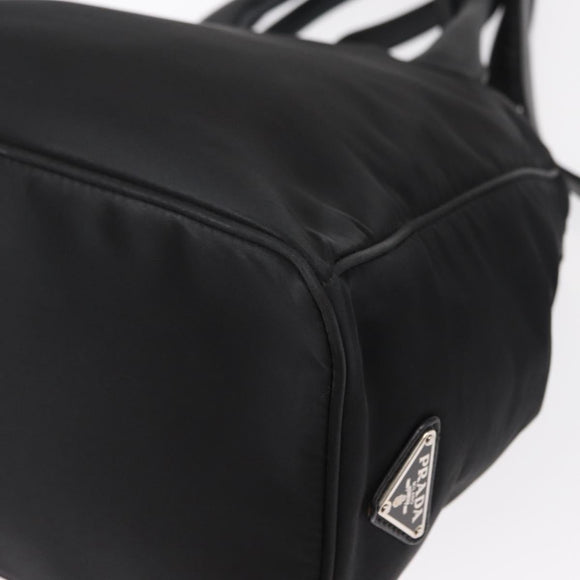 PRADA Hand Bag Nylon 2way Black Silver Auth BA8835