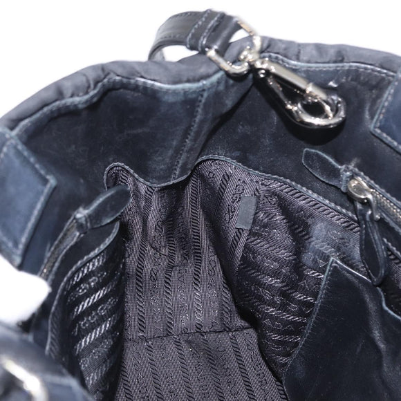 PRADA Hand Bag Nylon 2way Black Silver Auth BA8835