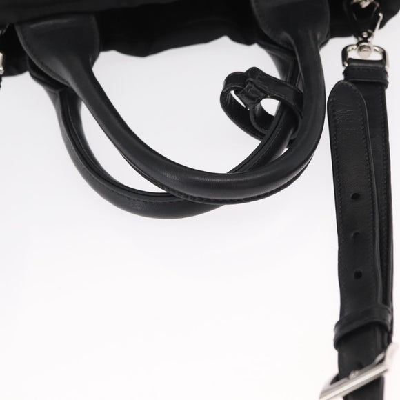 PRADA Hand Bag Nylon 2way Black Silver Auth BA8835