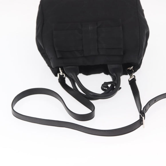 PRADA Hand Bag Nylon 2way Black Silver Auth BA8835