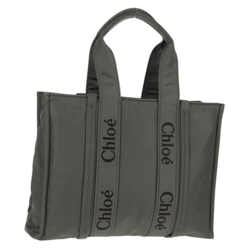 Chloe Woody Tote Bag Nylon Gray Auth BA8836V