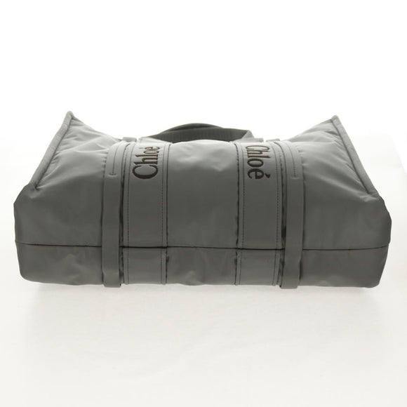Chloe Woody Tote Bag Nylon Gray Auth BA8836V
