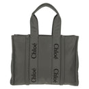 Chloe Woody Tote Bag Nylon Gray Auth BA8836V-2