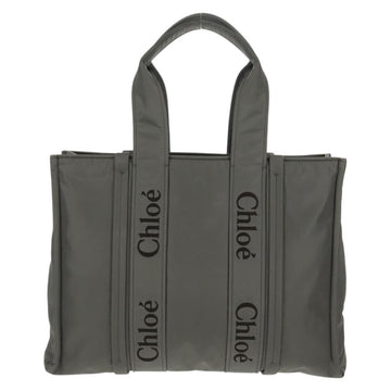 Chloe Woody Tote Bag Nylon Gray Auth BA8836V - 0